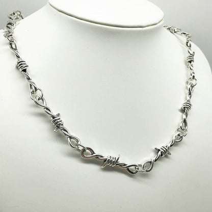 Hip Hop Gothic Punk Style Necklace With Barbed Wire