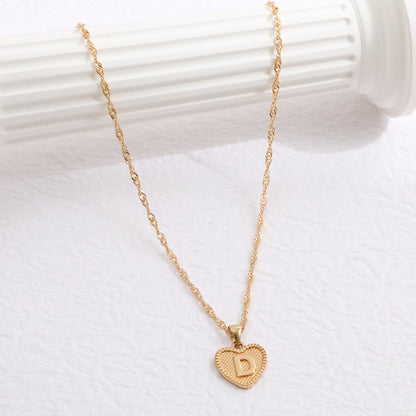 Fashion Jewelry Creative Simple Women's Peach Heart Letter Necklace Love Pendant