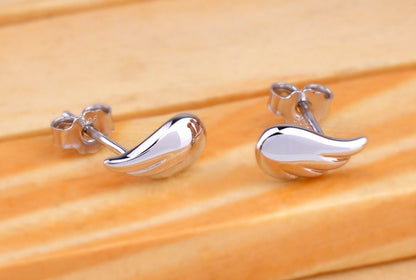 S925 Sterling Silver Stud Earrings Angel Wings Silver Stud Earrings