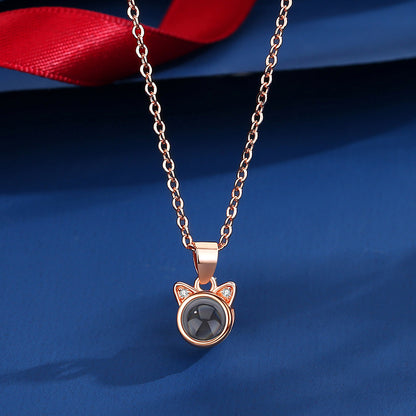 Kitten Necklace Language Projection Pendant Clavicle