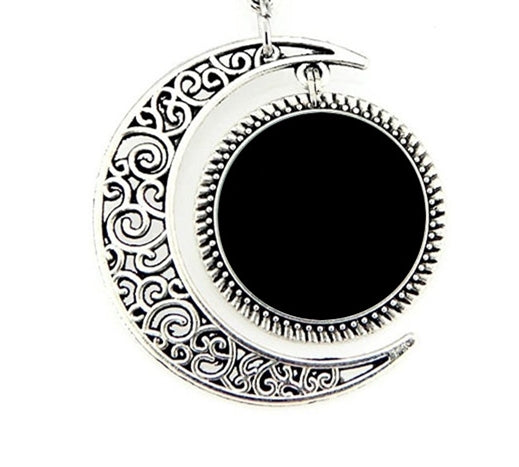 Time Gem Half Moon Pendant Necklace Jewelry