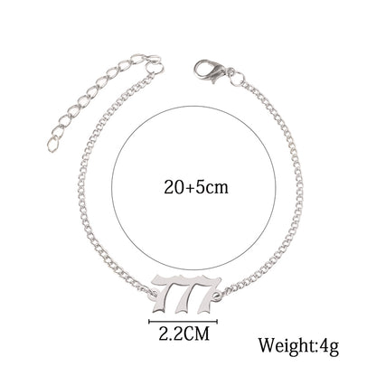 Lucky Number 777 Stainless Steel Bracelet