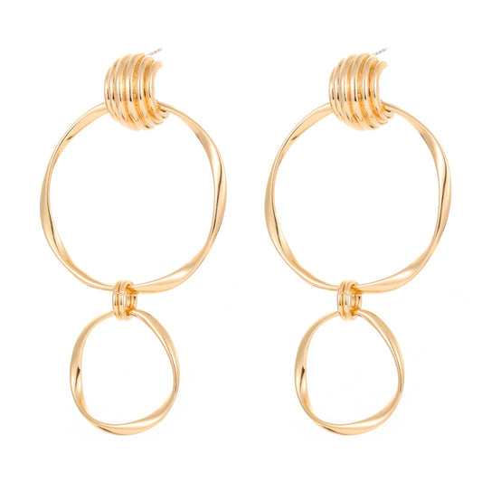 Women's Exaggerated Metal Grain Gold-plated Earrings