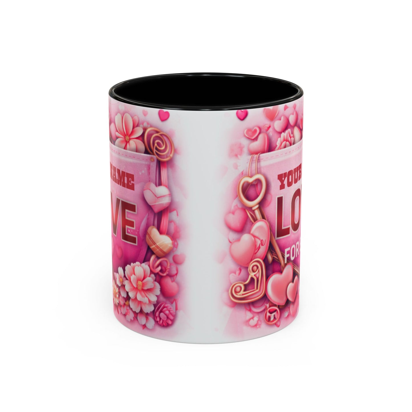Your Name Love Forever mug | Valentine heart floral coffee mug
