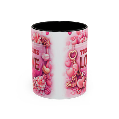 Your Name Love Forever mug | Valentine heart floral coffee mug