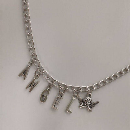 ANGEL letter angel pendant necklace