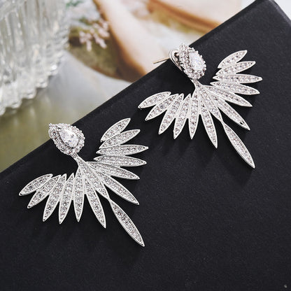 Zircon earrings angel wings earrings