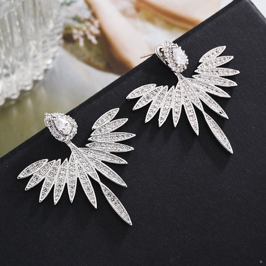 Zircon earrings angel wings earrings