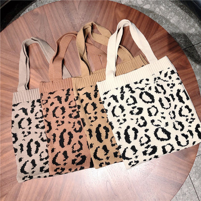 Knitted shopping bag leopard weave
