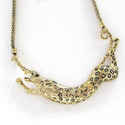 Bronze Leopard Punk Short Clavicle Necklace