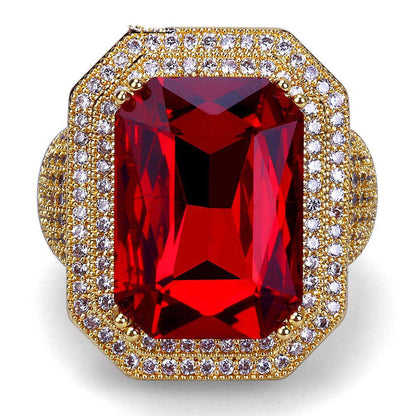 Gold-plated micro-set zircon ruby ring
