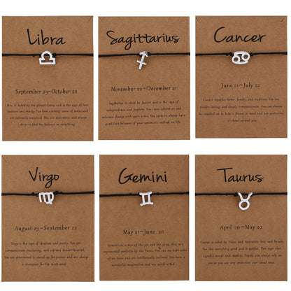 12 Constellation Zodiac Sign Rope Bracelet Adjustable Couple Bracelets