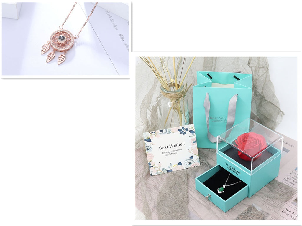 Projection love necklace female 100 languages i love you memory dream catcher clavicle chain