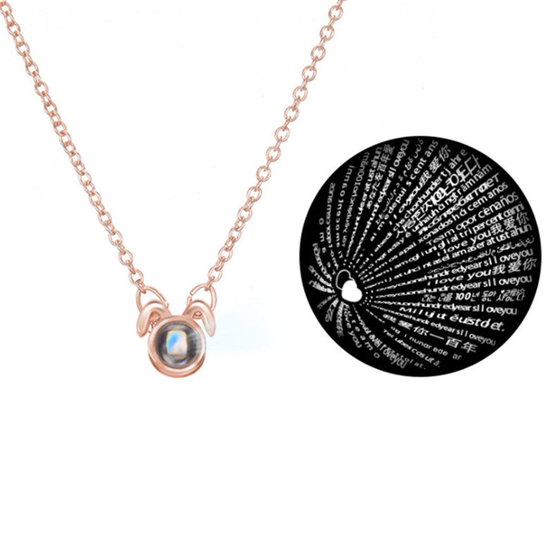100 languages I love you projection necklace