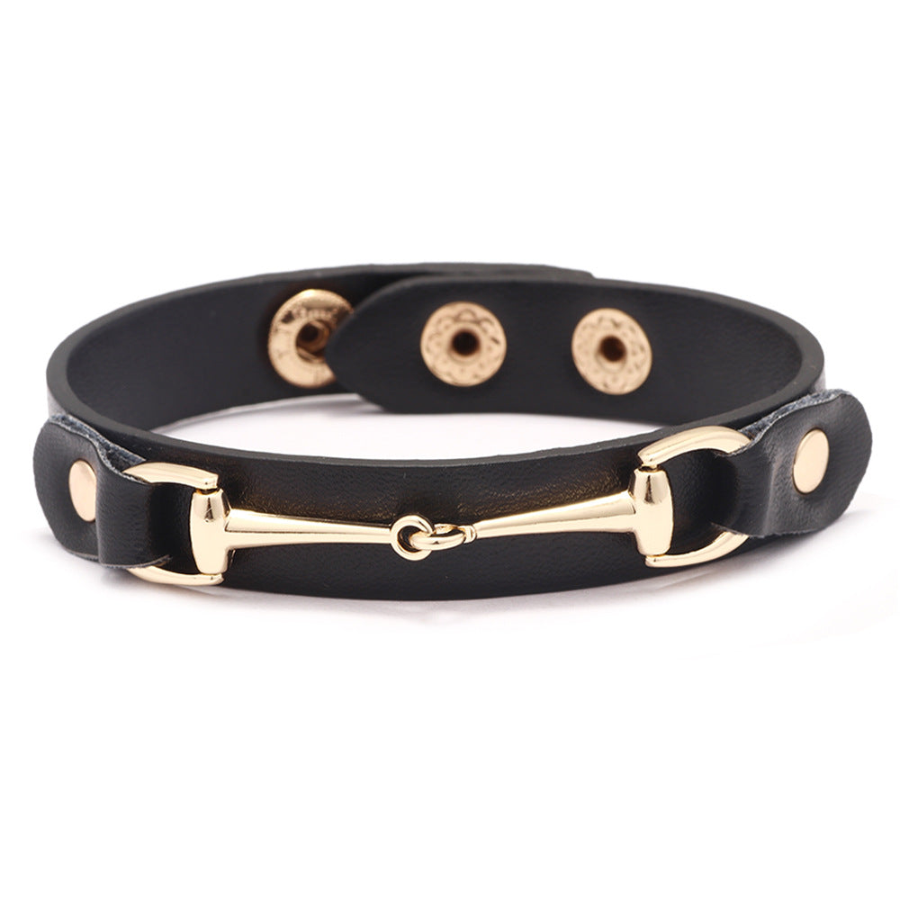 Leopard head U-shaped alloy simple bracelet