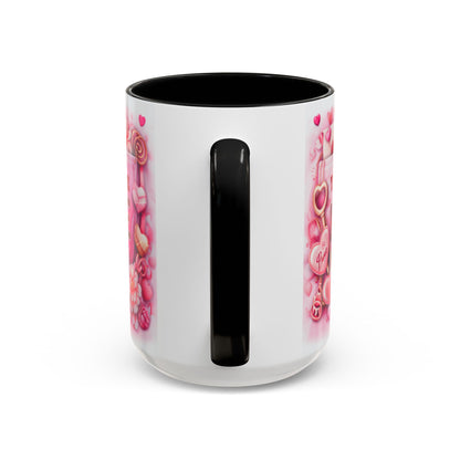 Your Name Love Forever mug | Valentine heart floral coffee mug