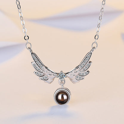 Female Angel Wing Projection Necklace