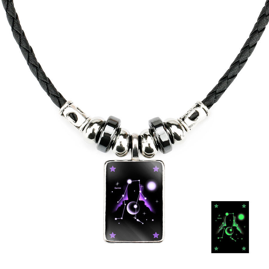 Twelve Constellation Luminous Crystal Necklace