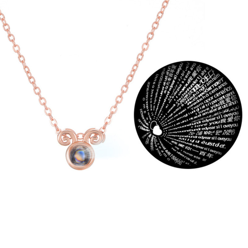 100 languages I love you projection necklace