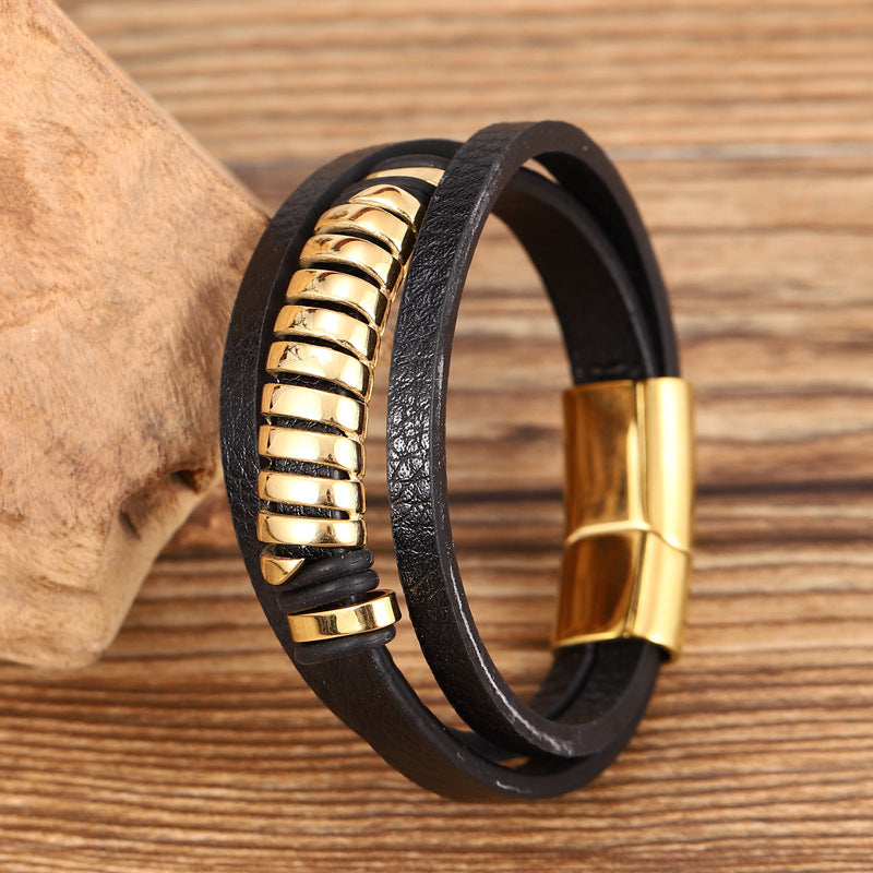 Stainless Steel Round S-shaped Bracelet Gold Exaggerated Personality
