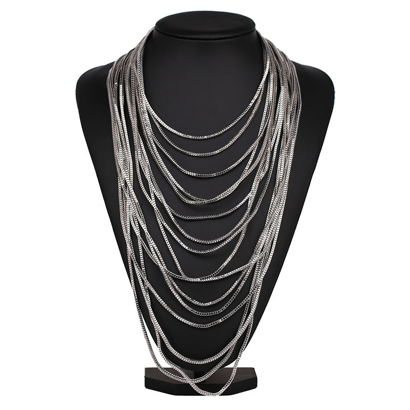Fashion Exaggerated Multi-Layer Metal Chain