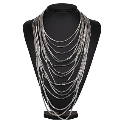 Fashion Exaggerated Multi-Layer Metal Chain
