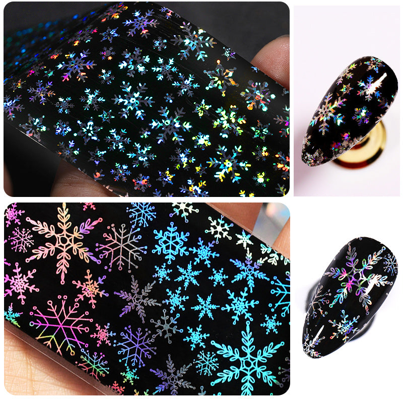 Aliexpress Hot Sale Nail Christmas Star Stickers Sublimation Sticker Christmas Laser Snowflake Nails