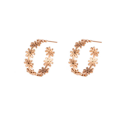 New Fashion Titanium Steel Earrings Exaggerated Small Daisy Earrings