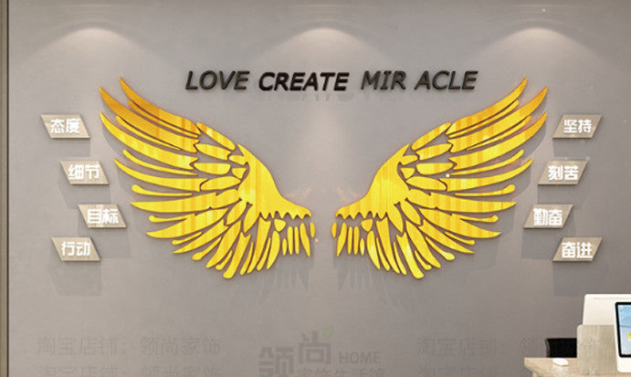 Office Decoration Net Red Photo Card Printing Angel Wing Corporate Culture Background Wall Sticker Drawing Inspirational