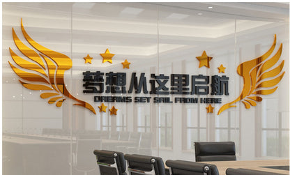 Office Decoration Net Red Photo Card Printing Angel Wing Corporate Culture Background Wall Sticker Drawing Inspirational