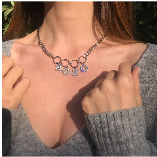 Hip Hop Numbers European And American Light Luxury Clavicle Chain Roman Numeral Necklace