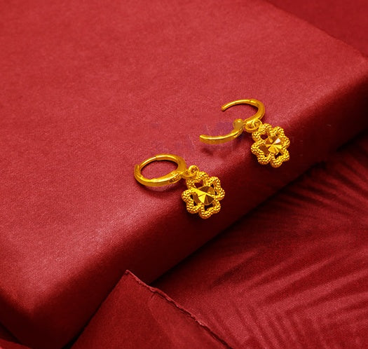 Gold-Plated Earrings Female Tassel Flower Asymmetric Earrings Sand Gold-Plated Earrings Leaf Mother Exaggerated Wedding Fake Jewelry