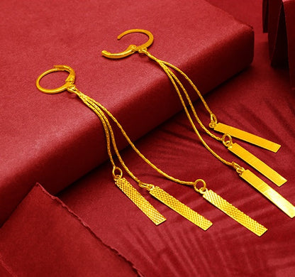 Gold-Plated Earrings Female Tassel Flower Asymmetric Earrings Sand Gold-Plated Earrings Leaf Mother Exaggerated Wedding Fake Jewelry