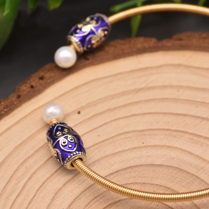 Baroque Purple Pearl Crystal Stretch Bracelet