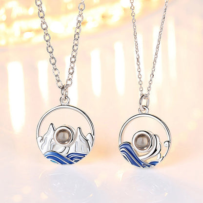 Sterling Silver Lovers Projection Necklace Fashion Jewelry