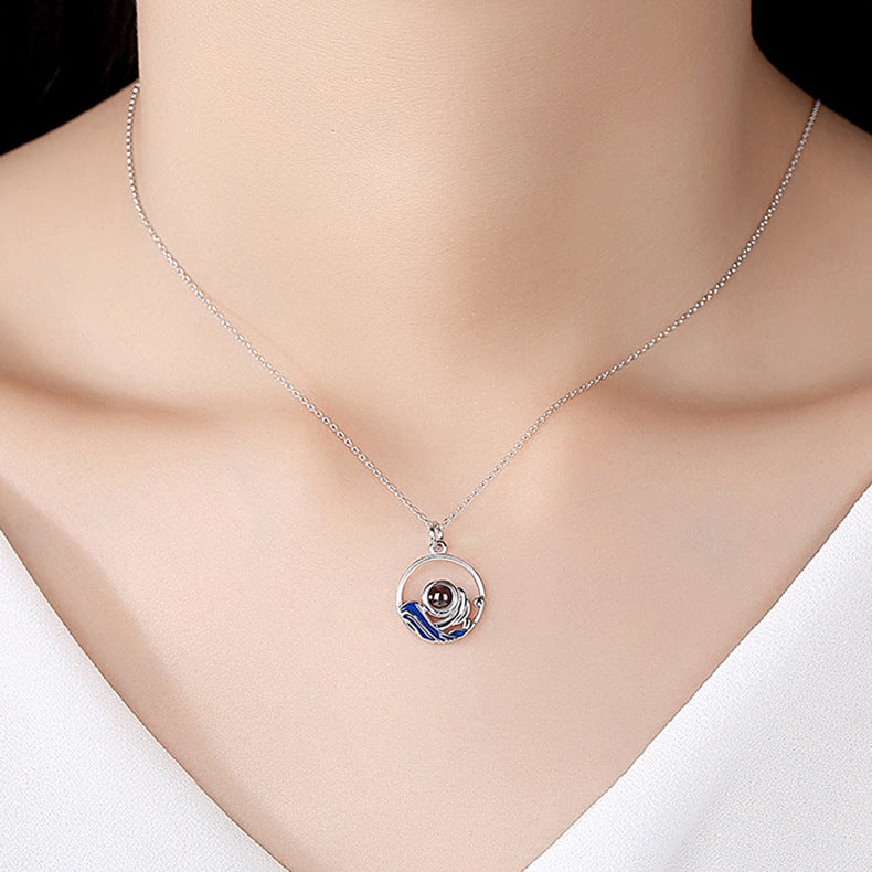 Sterling Silver Lovers Projection Necklace Fashion Jewelry