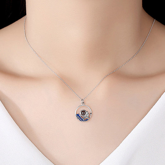 Sterling Silver Lovers Projection Necklace Fashion Jewelry