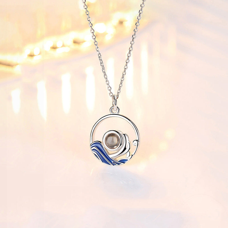 Sterling Silver Lovers Projection Necklace Fashion Jewelry