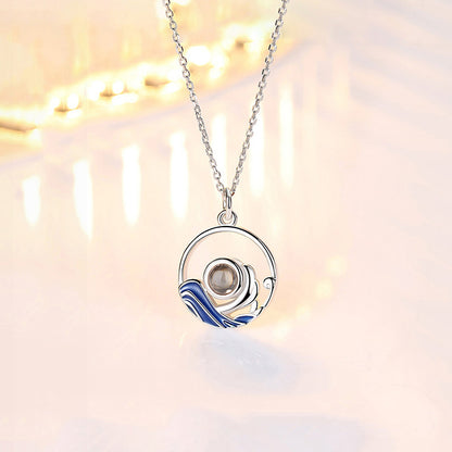 Sterling Silver Lovers Projection Necklace Fashion Jewelry