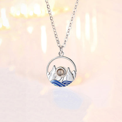 Sterling Silver Lovers Projection Necklace Fashion Jewelry