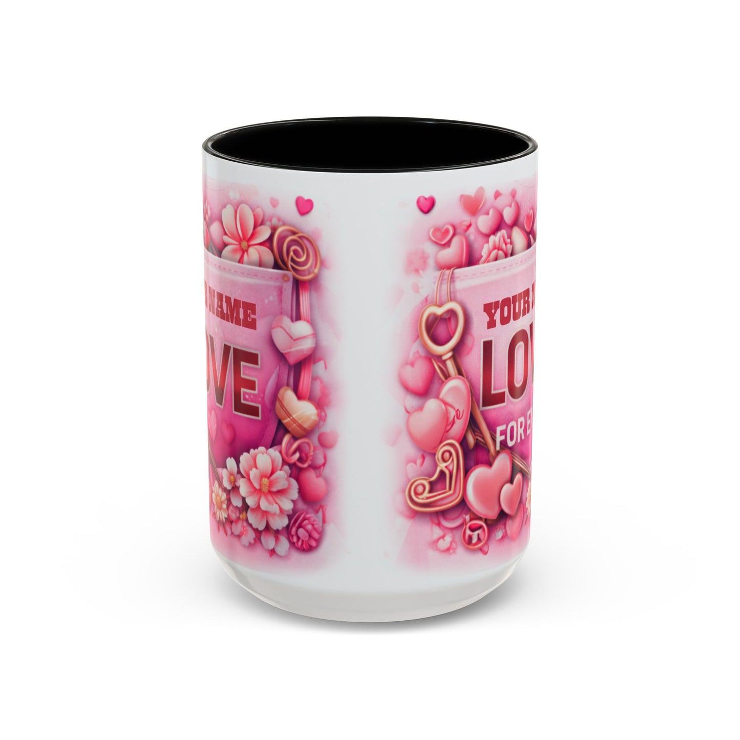 Your Name Love Forever mug | Valentine heart floral coffee mug