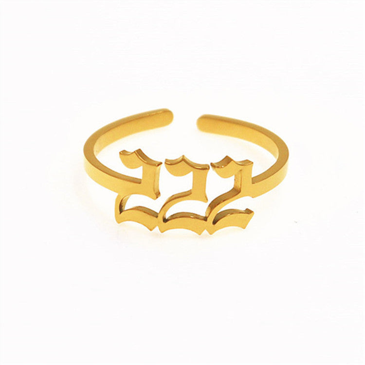 Stainless Steel Lucky Number Ring 111-999 Auspicious Joint Ring