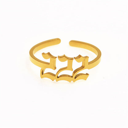 Stainless Steel Lucky Number Ring 111-999 Auspicious Joint Ring