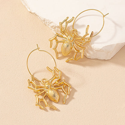 European And American Popular Metal Spider Earrings Exaggerated And Personalized Design Sense Female Hip Hop Punk