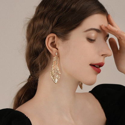 Palm Leaf Big Tassel Earrings European And American Exaggerated Earrings