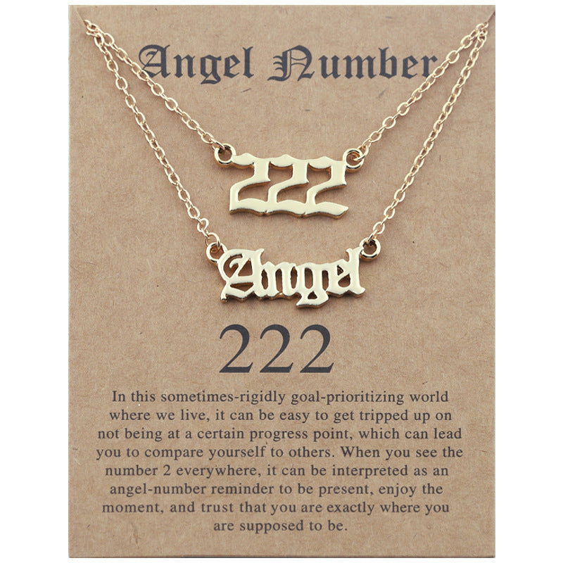 Angel Lucky Number Set Clavicle Card Necklace