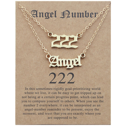 Angel Lucky Number Set Clavicle Card Necklace