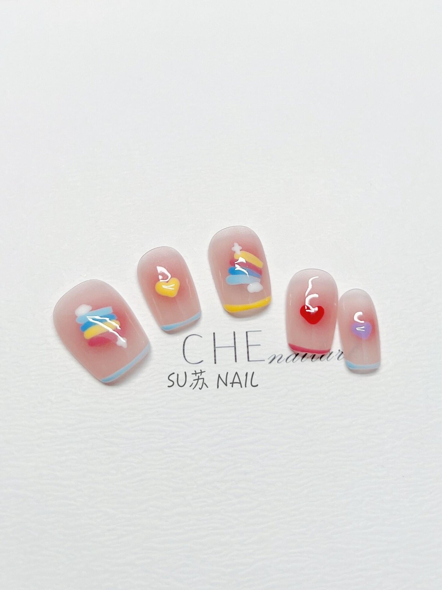 Handmade Custom Wear Nail Rainbow Candy