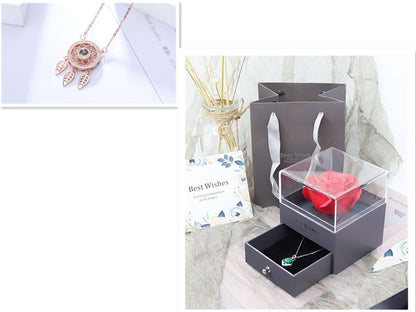 Projection love necklace female 100 languages i love you memory dream catcher clavicle chain