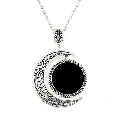 Time Gem Half Moon Pendant Necklace Jewelry